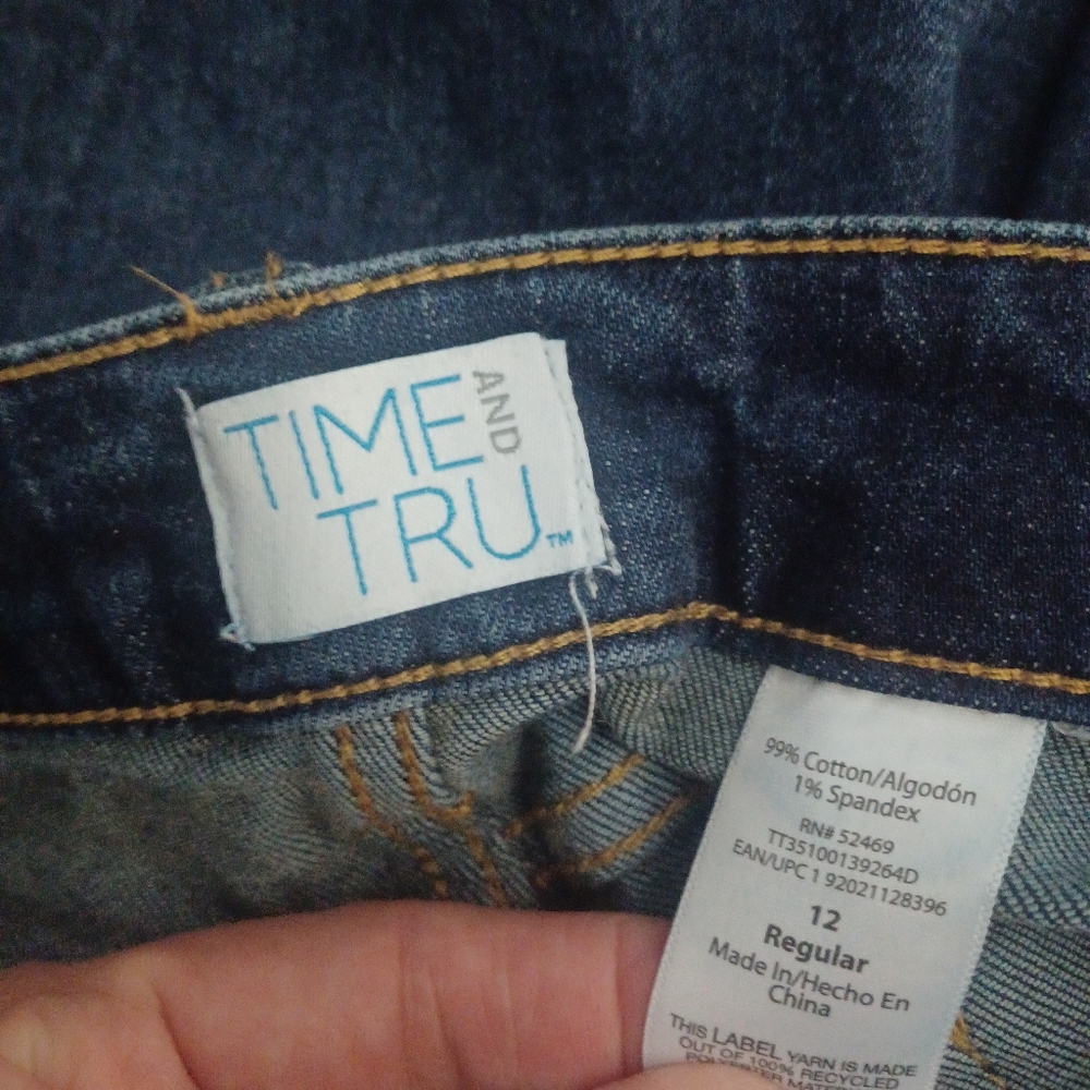 Time And Tru Dk Denim Straight Leg Jeans Sz 12 - Picture 4 of 4